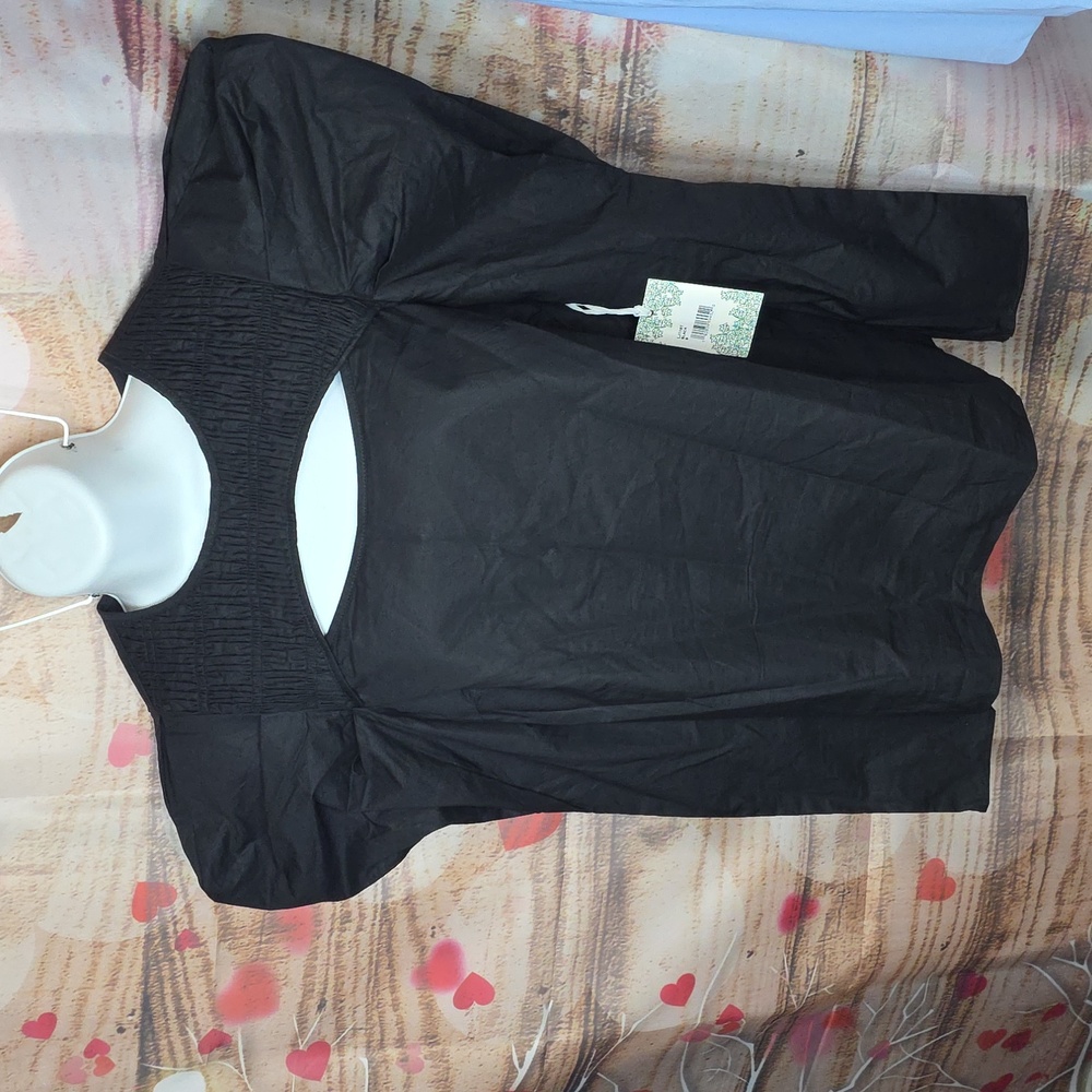 Hyacinth House Black Keyhole Becket Puff Sleeve Blouse Size Small - Picture 6 of 8